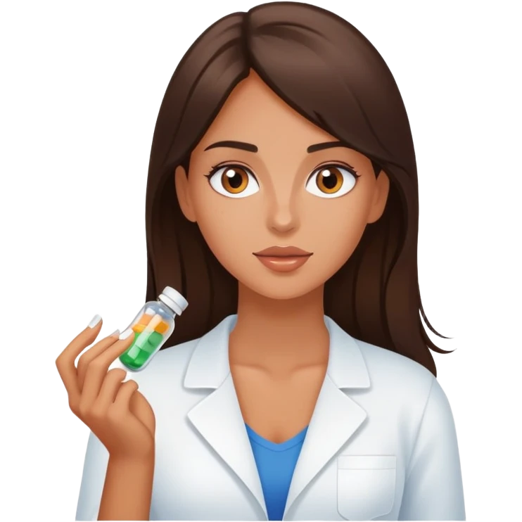 Beautiful fit brunette girl taking pills  emoji