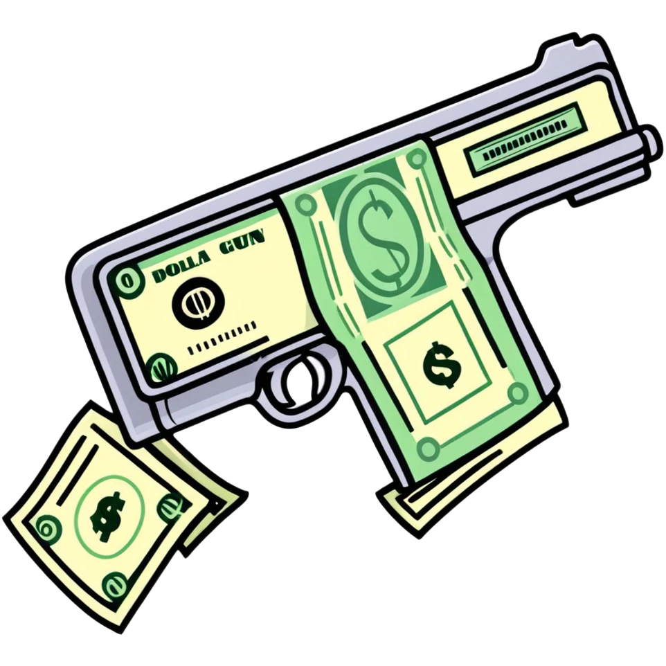 money gun spraying dollar bills emoji