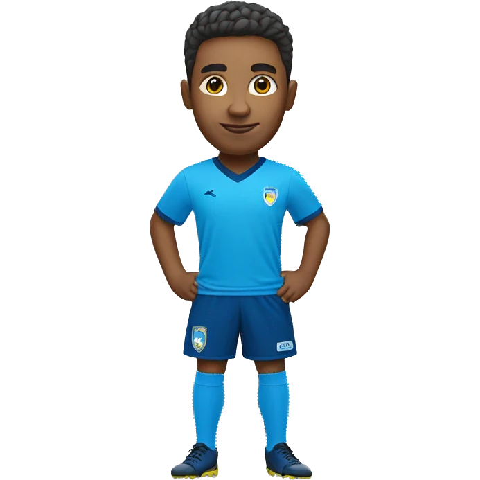 Soccer player in a yellow shirt and blue shorts and blue socks emoji