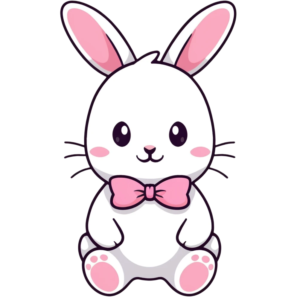 cutesy white bunny rabbit with a pink bow emoji