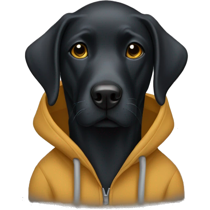 Black lab wearing hoodie emoji