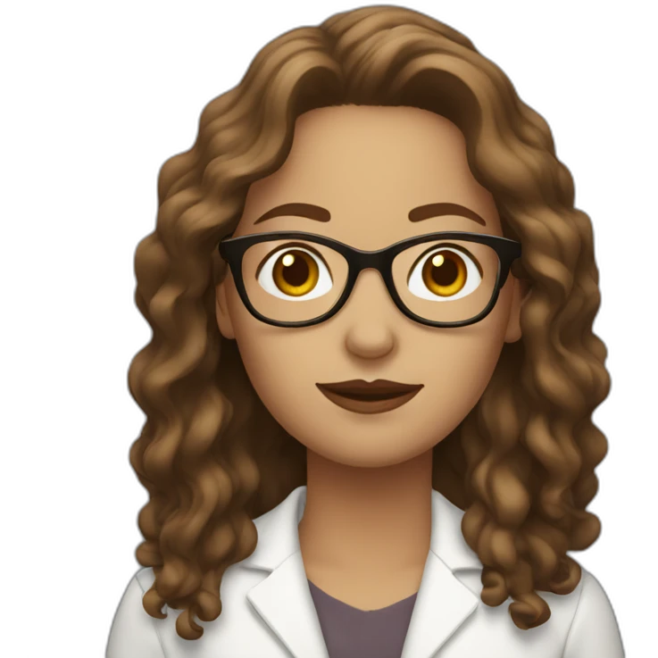 white woman with brown wavy hair white glasses emoji