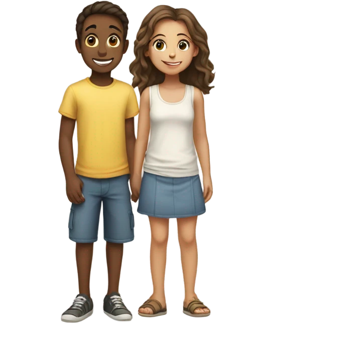 Boy and girl smiling outdoors emoji