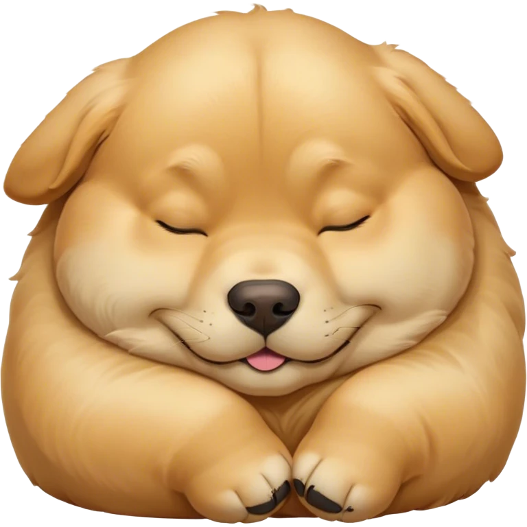 Cinematic Meme-Worthy Chubby Sleeping Golden Retriever Portrait Emoji, Head resting peacefully with a contented smile, showcasing a delightfully chubby build and a luxuriously soft golden coat, eyes shut in a serene nap, Simplified yet hilariously adorable features, highly detailed, glowing with a soft, drowsy light, high shine, relaxed and utterly lovable, stylized with an air of playful laziness, bright and heartwarming, soft glowing outline, capturing the essence of a comically sleepy companion, so meme-worthy it feels like it could instantly become the next viral sensation of adorable slumber! emoji