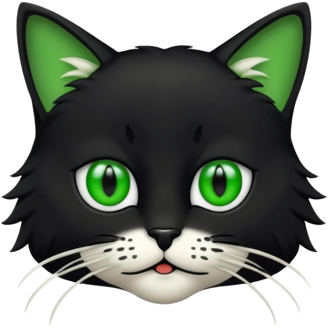 Chat noir et blanc avec des yeux verts emoji
