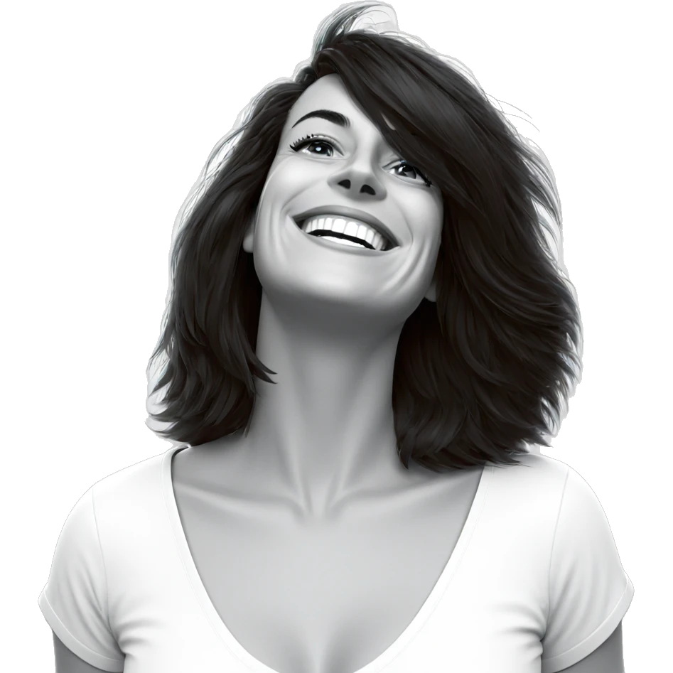 smiling girl in monochrome emoji