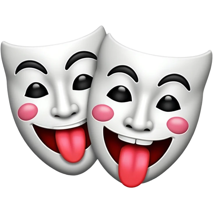 comedy tragedy masks with tongues emoji