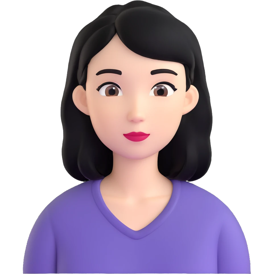 young woman with black hair, 25 years old emoji