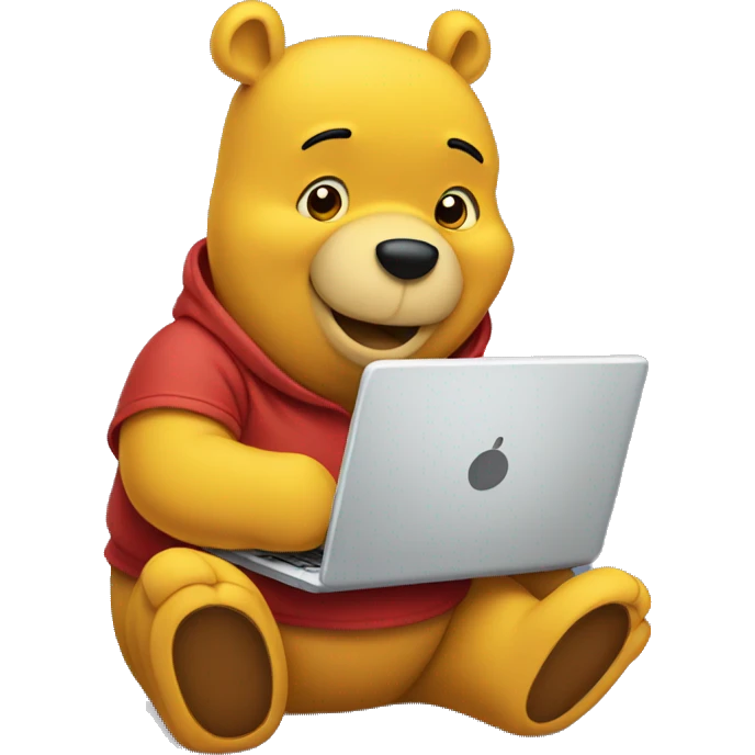 pooh holding laptop  emoji