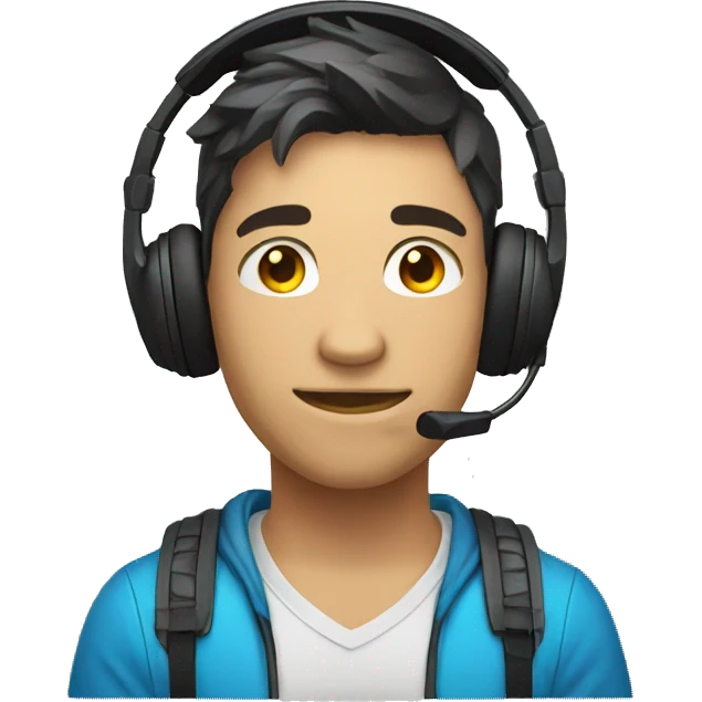 A teenage professional gamer with a gaming headset emoji