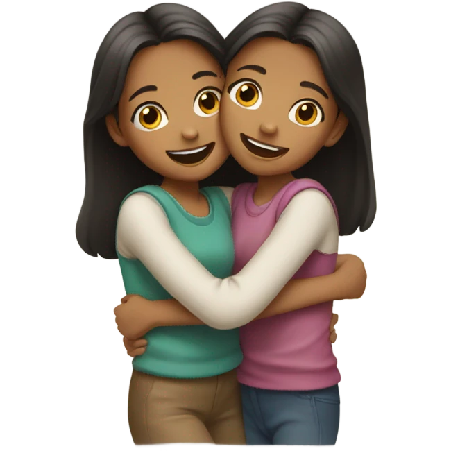 two girls hugging each other emoji