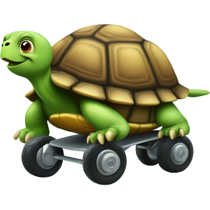 Turtle going fast with wheels as legs emoji