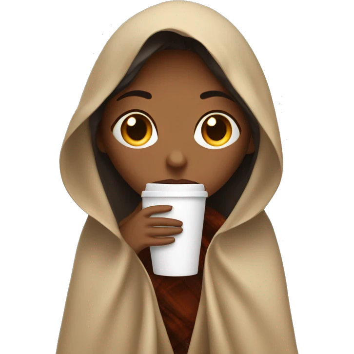 girl inside a blanket sipping coffee eyes closed emoji