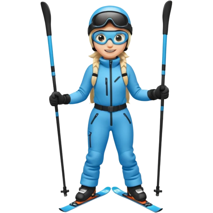 skier with poles full body on the snow emoji