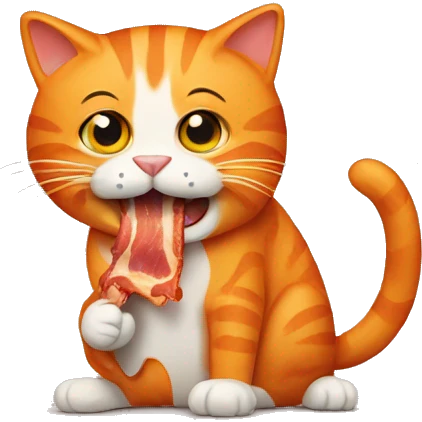 Orange cat eating a bacon  emoji