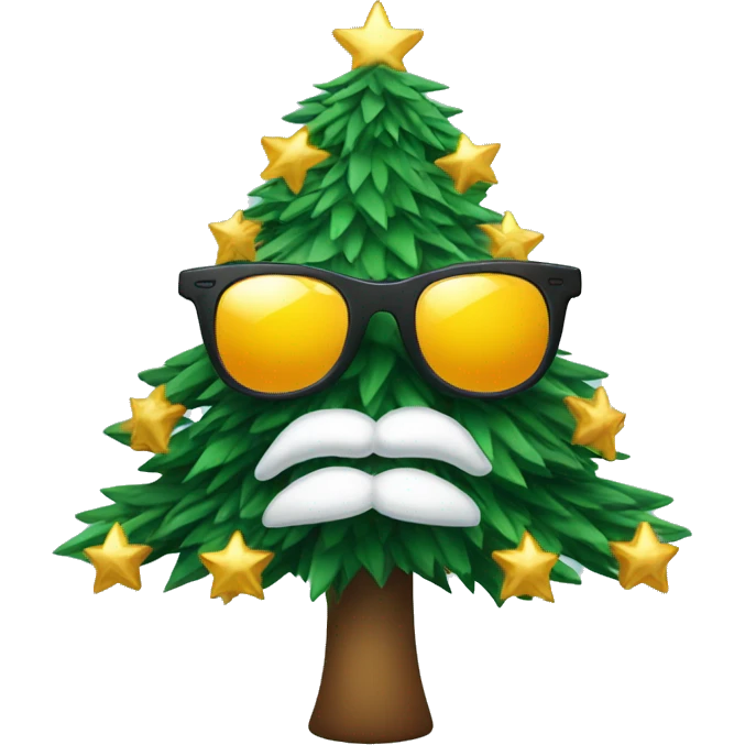 christmas tree with sun glasses emoji