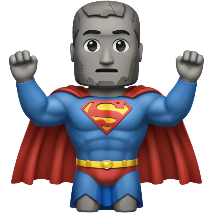 a moai emoji with a superman cape emoji