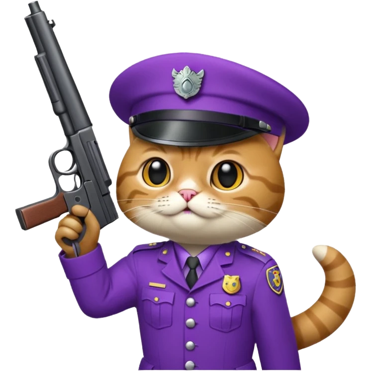 Un chat violet avec un pistolet emoji
