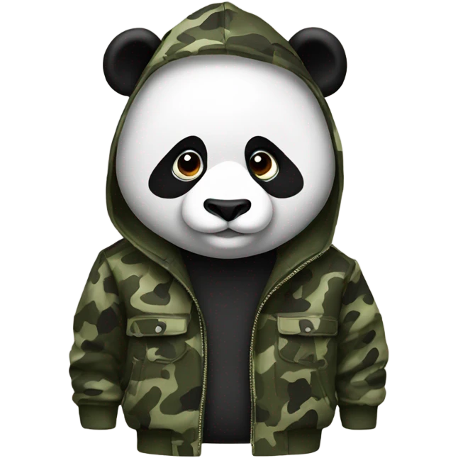 panda wearing a camo jacket  emoji