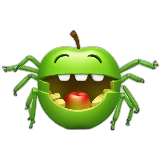 Apple eating Android bug emoji