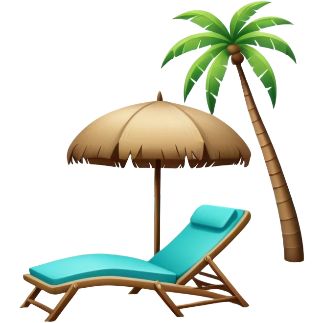 Beach paradise with palm trees and lounge chair emoji