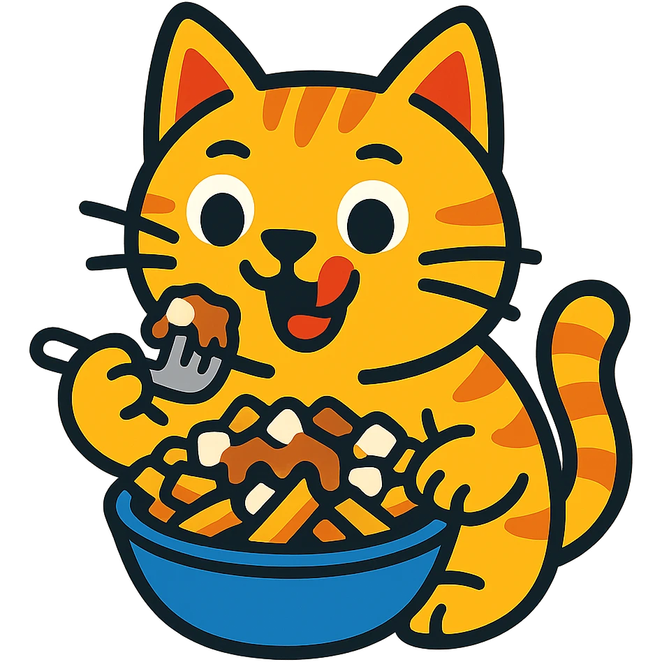 cat eating poutine emoji