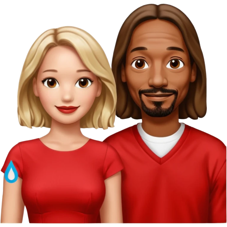  snoop dogg and Jennifer Lawrence in red dress emoji
