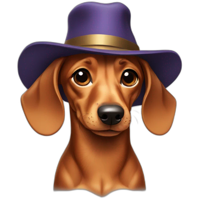 dachshund with a hat emoji