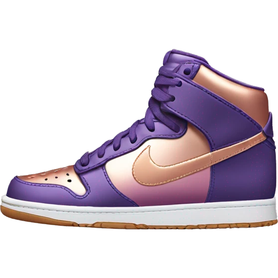 Realistic pair of metallic dark purple to rose gold ombre Nike Sneakers facing front. emoji