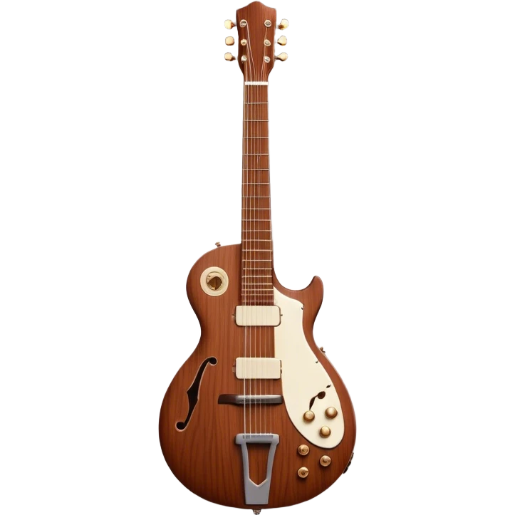 Cinematic Realistic Guitar, smooth mahogany body with deep wood grain, metal strings catching soft reflections, intricate tuning pegs gleaming subtly, warm light accentuating the contours, glowing with the warmth of music and craftsmanship. emoji