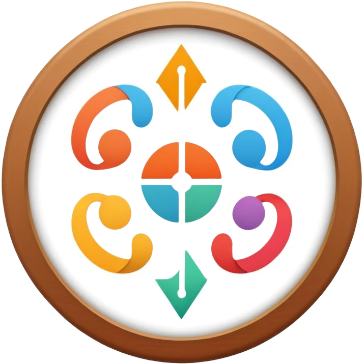 Circle divided into 4 segments with icon hints of visual, musical, theatrical, and literary arts emoji