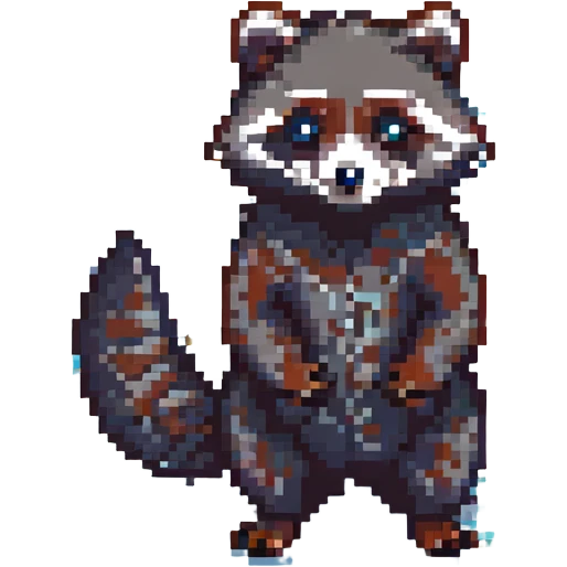 pixel art waschbär (raccoon), standing, retro game look emoji