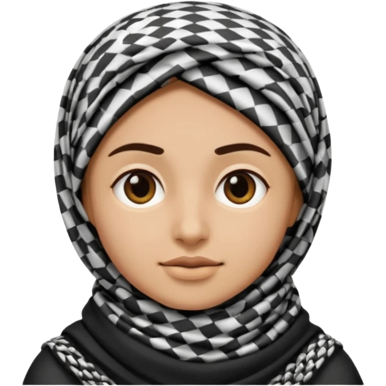 person emoji wearing a black and white Palestinian keffiyeh emoji