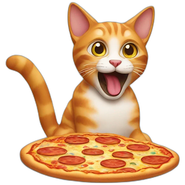 Cat eating pizza emoji