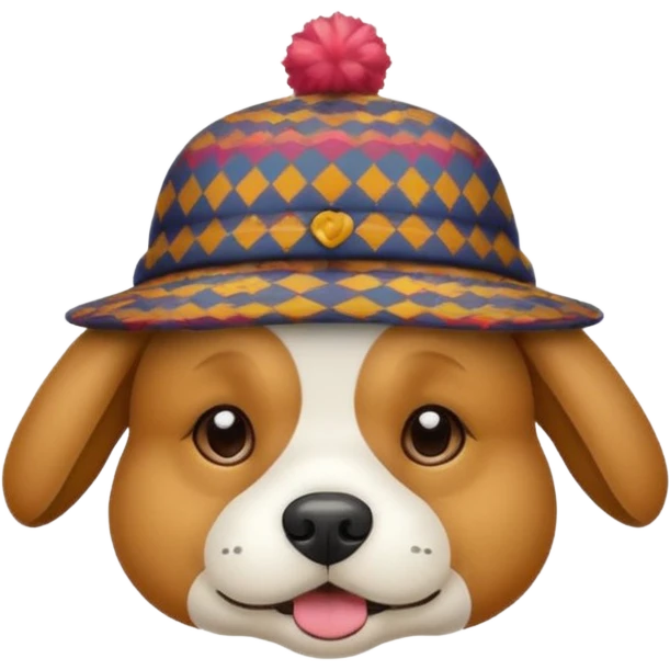 dog animal wearing patterned hat  emoji