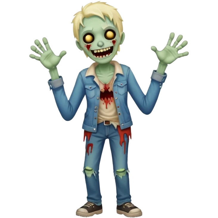 A cute, cheerful zombie is laughing at full length emoji