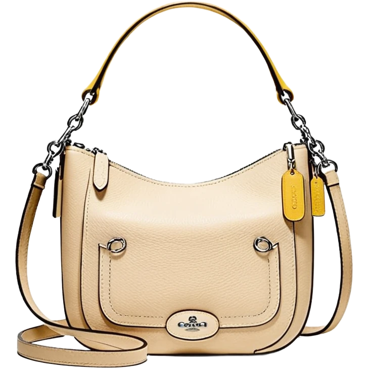 Coach Women's Hadley Mini Crossbody Bag in Pebbled Leather all white beige rectangle
 emoji