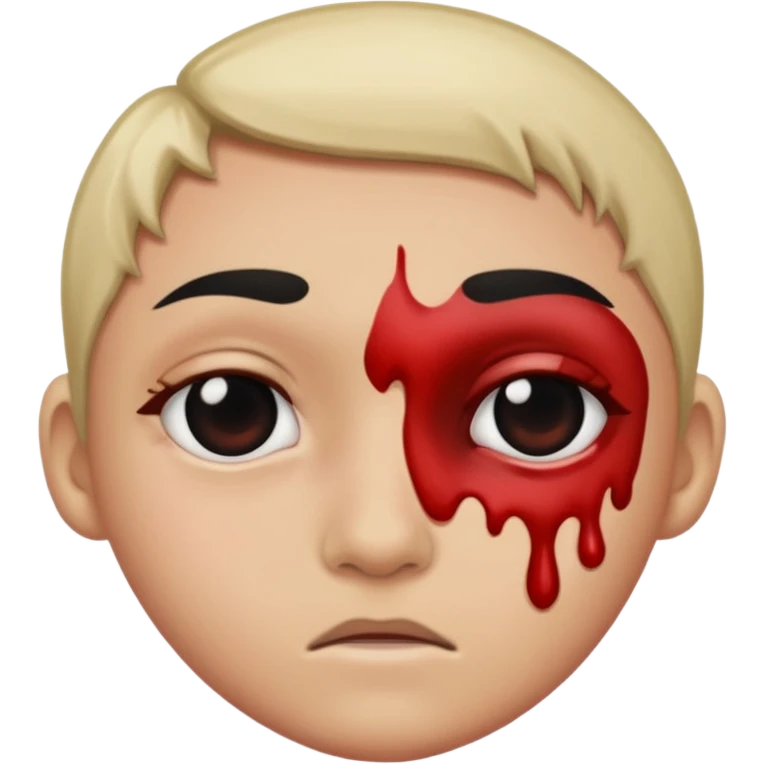 A bleeding inorganic black eye emoji