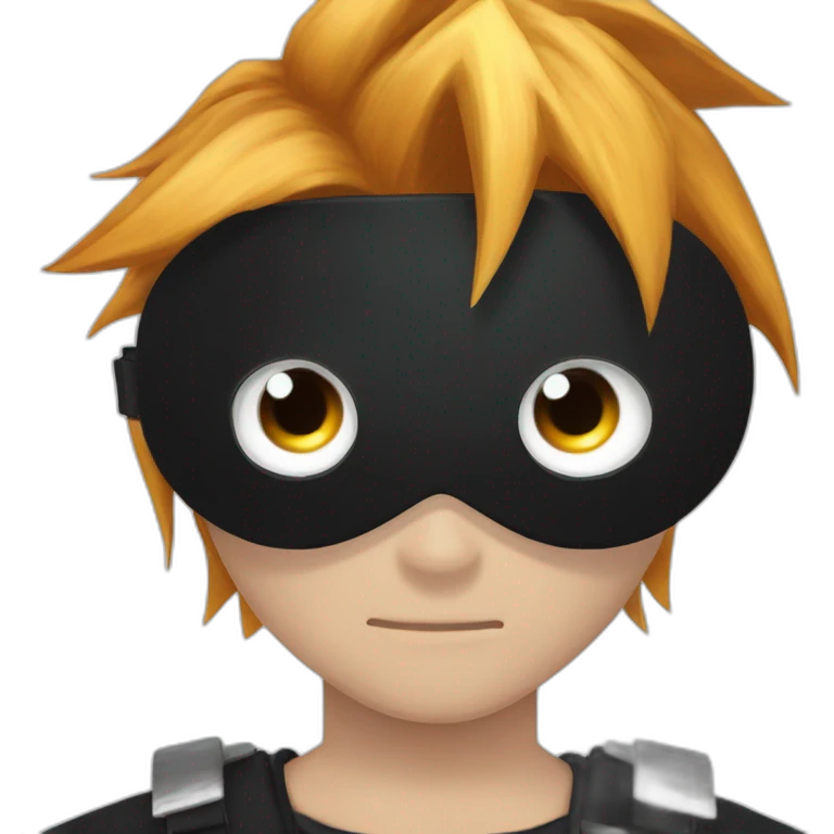 Black hero eye mask with white eye. Ginger cloud strife emoji