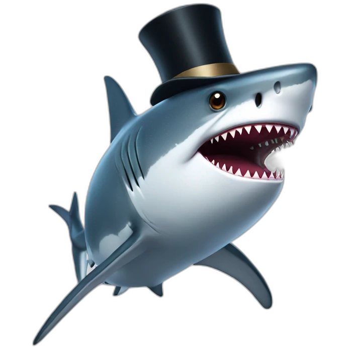 Shark with a top hat emoji