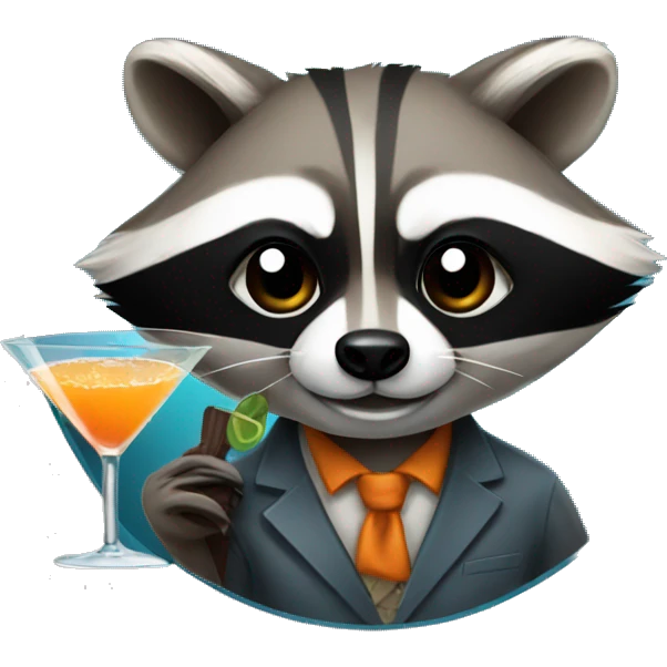 A raccoon making a martini emoji