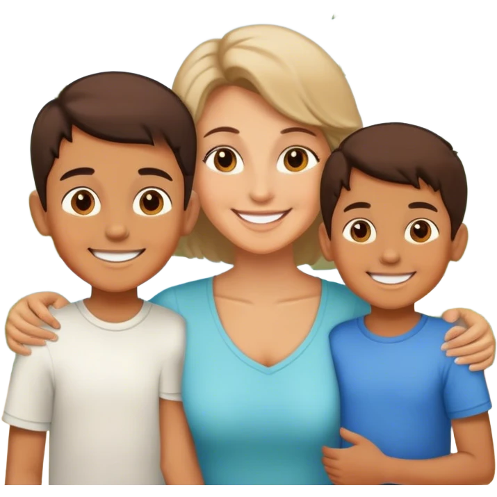 smiling boys and his mom in outdoor setting emoji