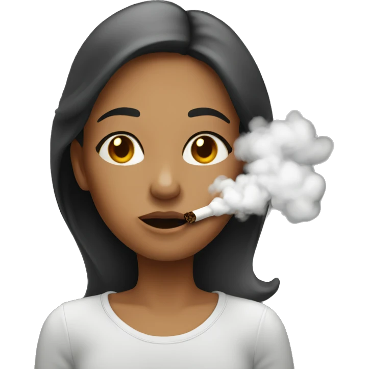 Girl blowing smoke out emoji