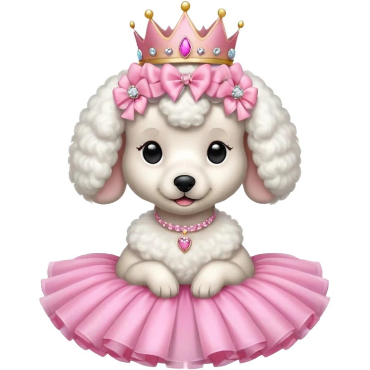 White poodle with pink tiara and tutu emoji