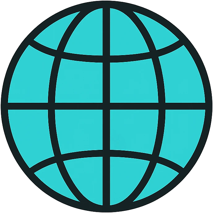 globe with latitude and longitude lines, lineal color style, black outlines emoji