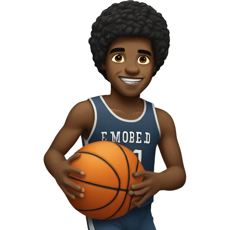a boy who play basketball like James Brown emoji