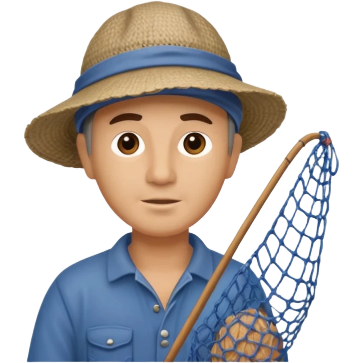 a fisherman is casting the fishing net emoji