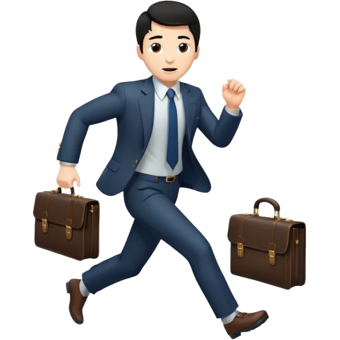 A black-haired man in a suit running with a briefcase emoji