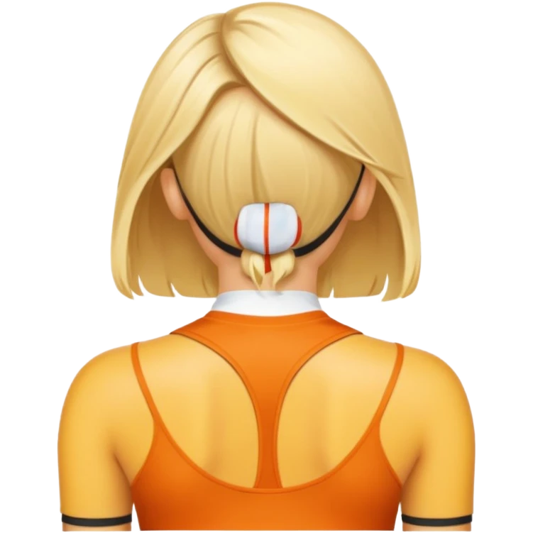 sporty blonde woman cartoon emoji style without cloths back view emoji