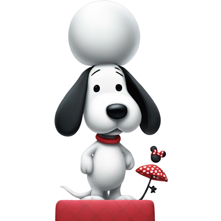 Snoopy standing with Minnie Mouse  emoji